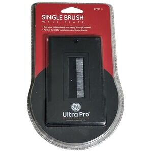 GE Ultra Pro‎ Single Brush Wall Plate 87711 Black Cable Pass Through HDMI New